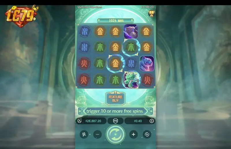 Ảnh màn hình gameplay game Mythical Guardians (slot PG) chơi tại LC79