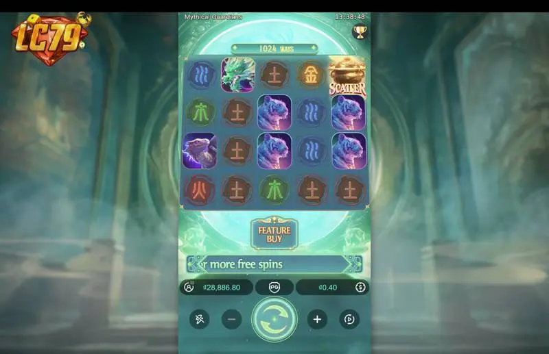 Ảnh bảng biểu tượng & tính năng game Mythical Guardians (slot PG) chơi tại LC79