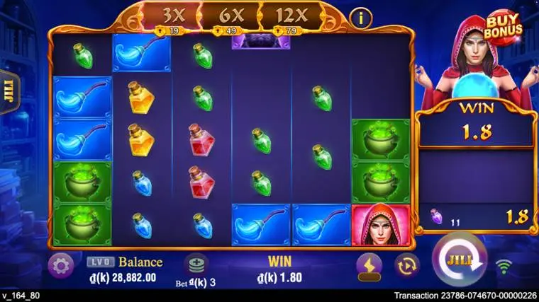 Ảnh màn hình gameplay game Witches Night (slot JILI) chơi tại LC79