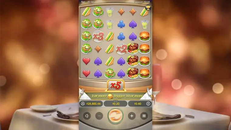 Ảnh bảng biểu tượng & tính năng game Diner Delights (slot PG) chơi tại LC79