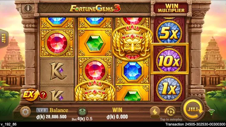 Ảnh bảng biểu tượng & tính năng game Fortune Gems 3 (slot JILI) chơi tại LC79