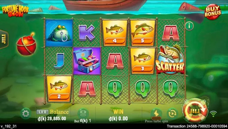 Ảnh màn hình gameplay game Fortune Hook Boom (slot JILI) chơi tại LC79