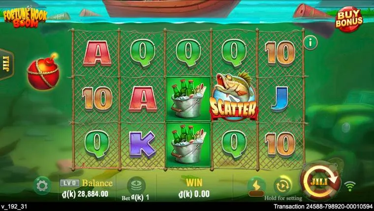 Ảnh bảng biểu tượng & tính năng game Fortune Hook Boom (slot JILI) chơi tại LC79