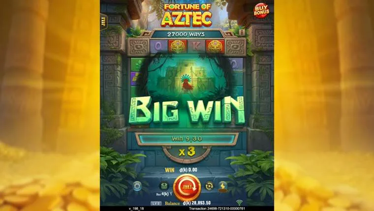 Ảnh màn hình gameplay game Fortune of Aztec (slot PP) chơi tại LC79