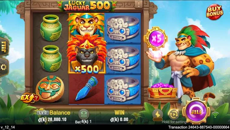 Ảnh bảng biểu tượng & tính năng game Lucky Jaguar 500 (slot JILI) chơi tại LC79